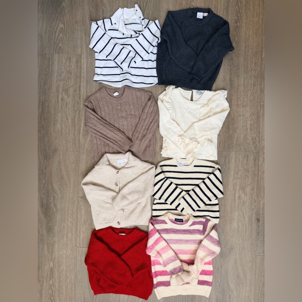 Girls Neutral Sweaters - Zara, Splendid, Gap, J. Crew, Andy & Evan (sz 4-5)